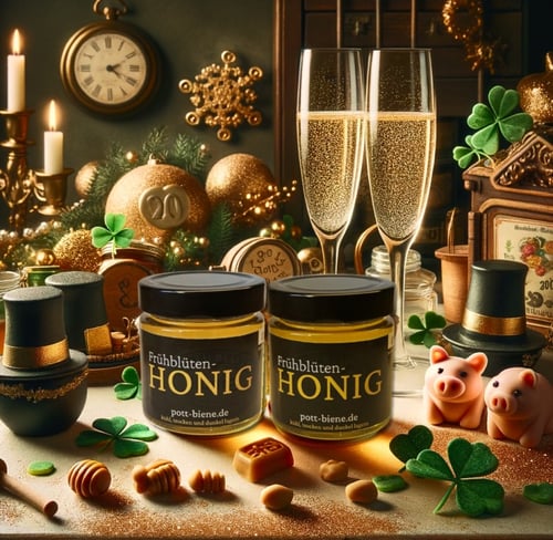 Silvestertisch mit Honiggläsern