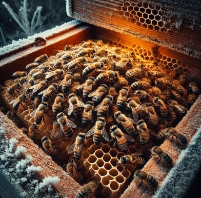 KI-Bild von Bienen in einer Wintertraube